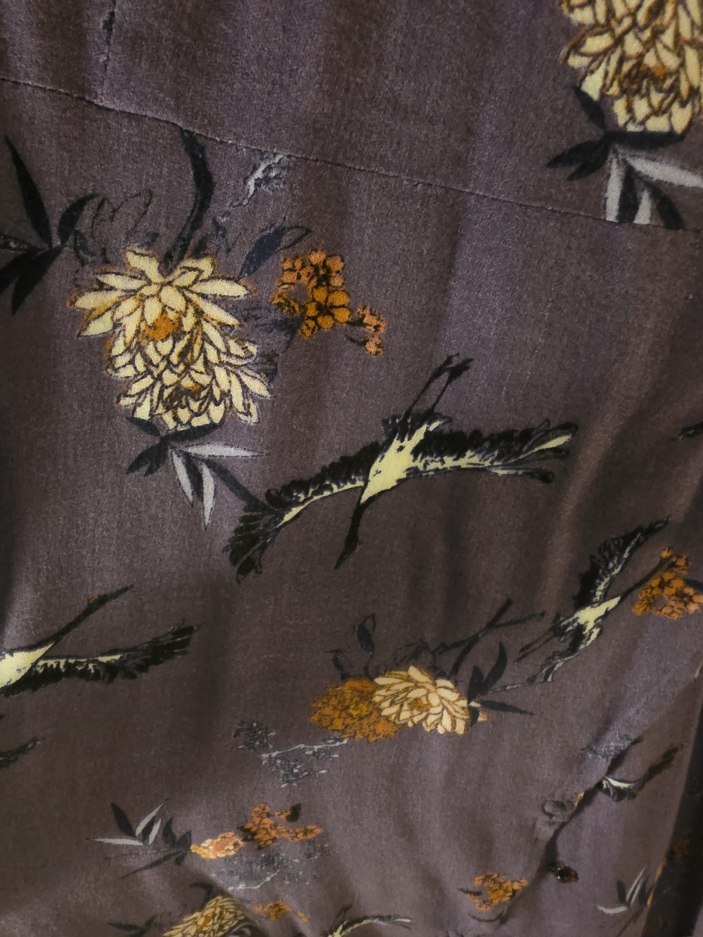 Floral Wrap Midi Dress in Lavender With Bird Pattern - Picture 4 of 5